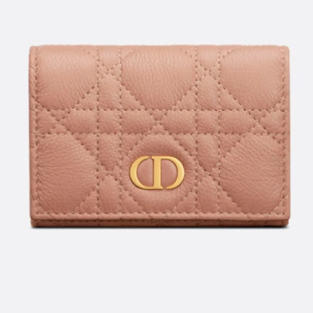 Dior Caro Glycine Wallet in Rose de Vents Supple Cannage Calfskin S5132UWHC_M49P